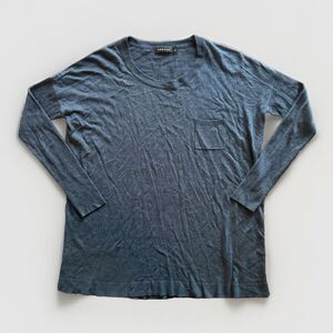 Trouve Womens Sweater Size Medium Long Sleeve Crew Neck Navy Blue Lightweight